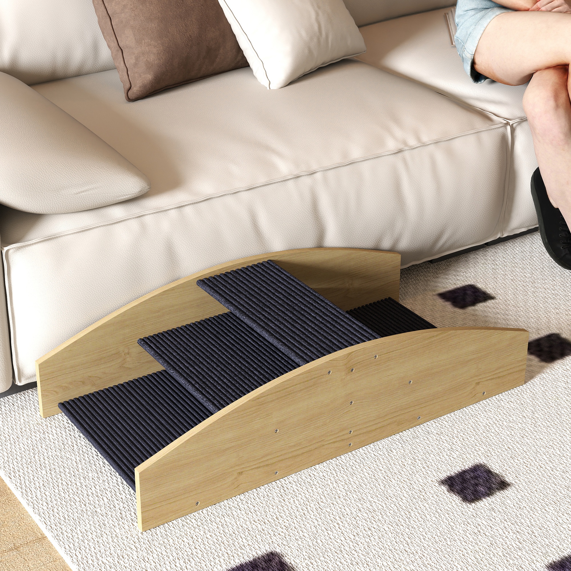 Agility Hundeschaukel, 2-in-1 Wippe und Treppe, rutschfest, Tanneholz, 80 x 39,5 cm