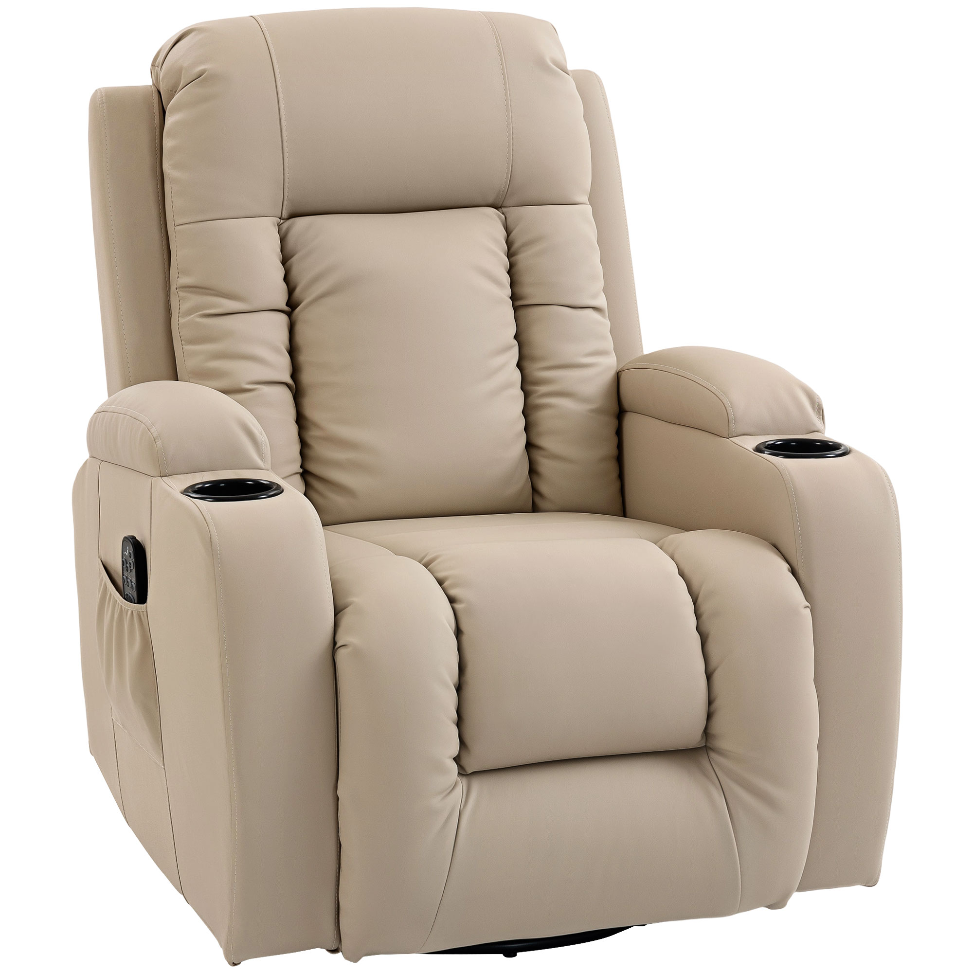 Massagesessel mit Wipp-, Liege- & Wärmefunktion, 3 Modi, drehbar, Cremeweiß