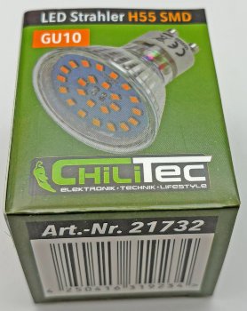 LED Strahler GU10 "H55 SMD", 120°, 4000k, 460lm, 230V/4W, neutralweiß