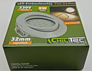 LED-Einbauleuchte "Flat-32dim" warmweiß, 80x32mm, 5W, 590lm, weißes Gehäuse