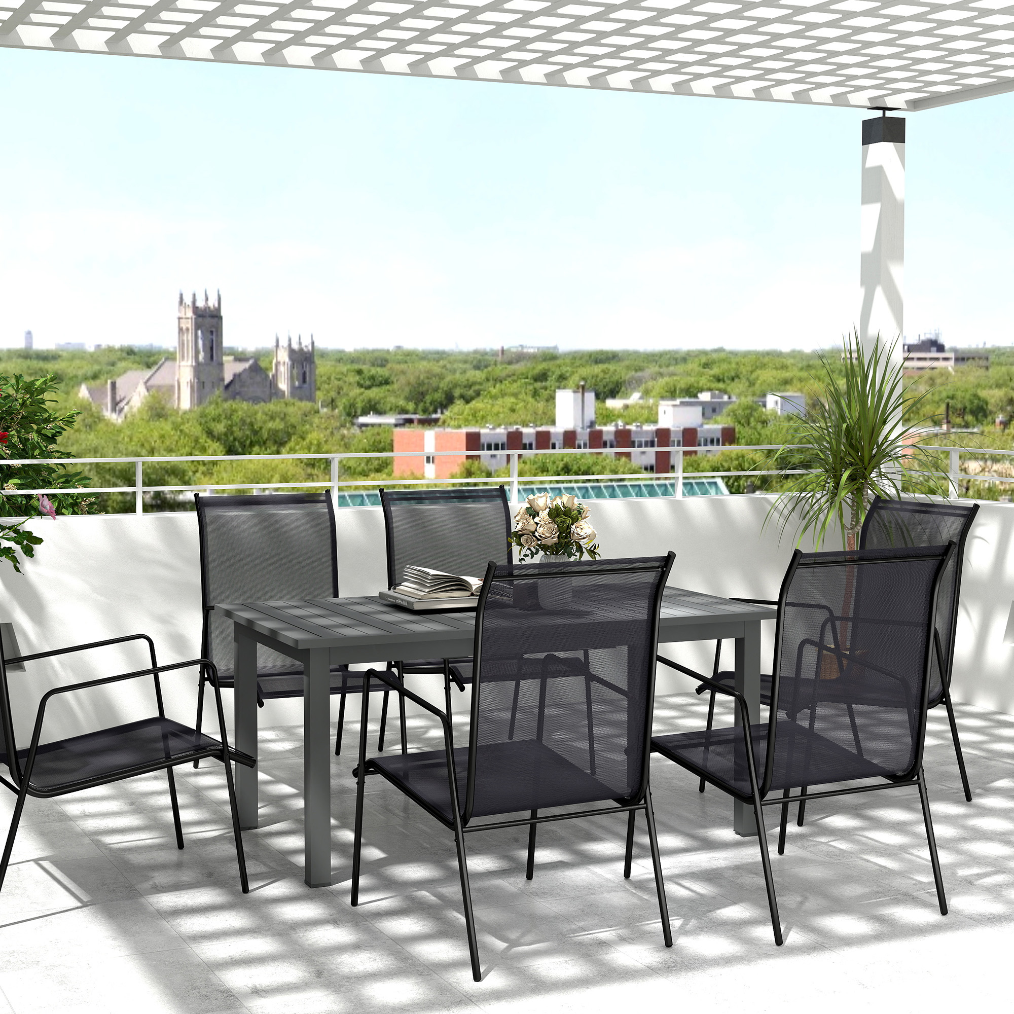 Gartentisch Erweitert Aluminium 160/220x90 cm Wetterfest Balkontisch, rutschfest Buffettisch Grau