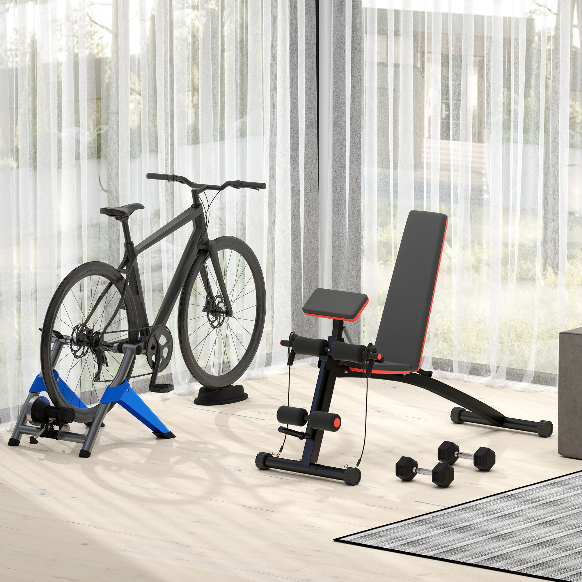 Multifunktion Hantelbank Kraftstation mit Feder Booster Trainingsbank Gewicht bis 120kg Schwarz 54 x 160 x 106 cm