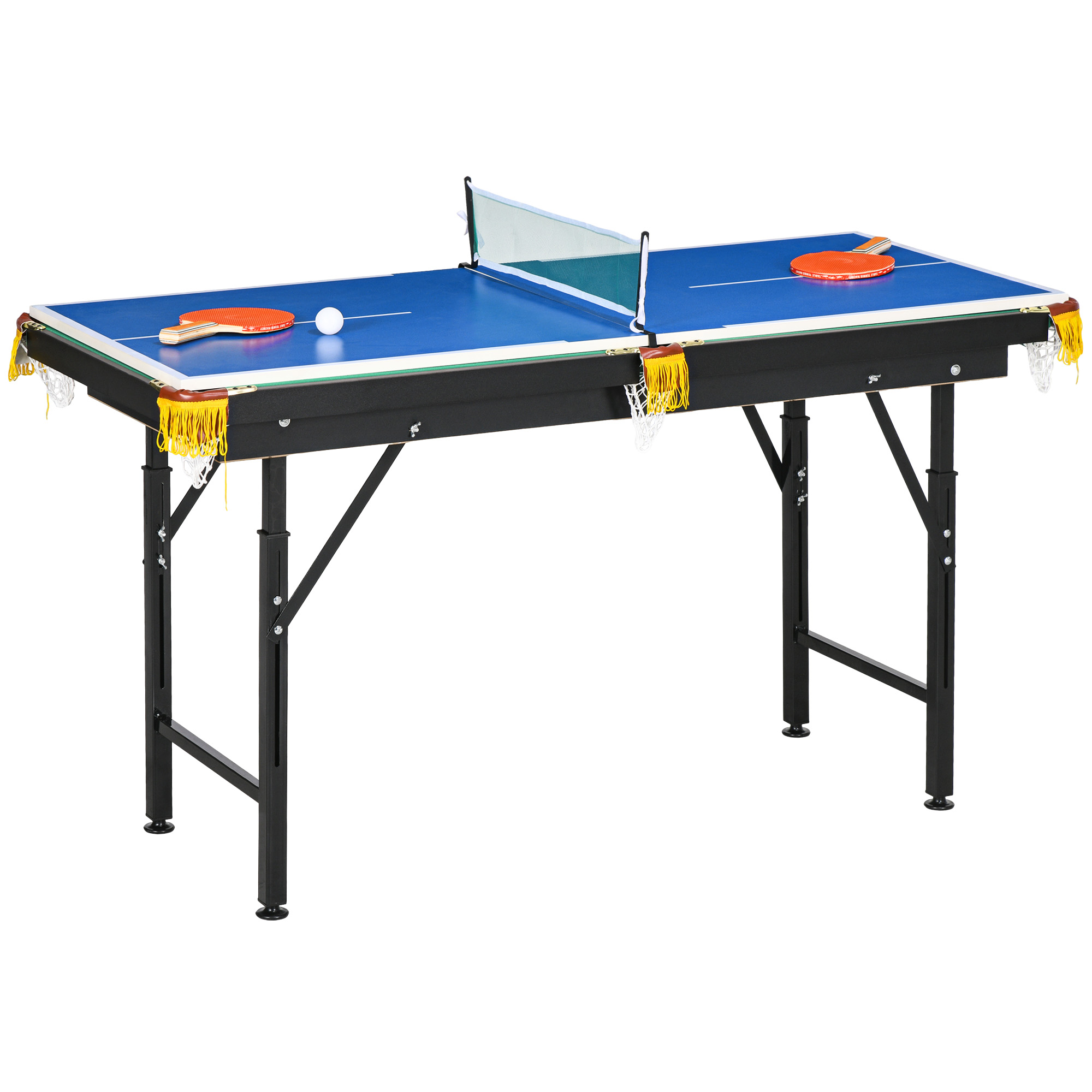 2-in-1 Billardtisch, Tischtennisplatte, mit Zubehör, 140x63x80cm, Blau/Grün