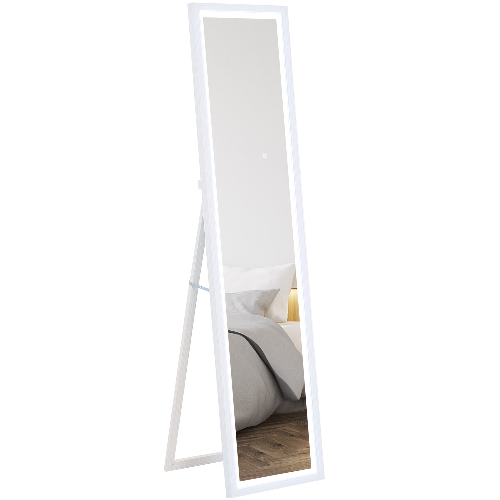 Ganzkörperspiegel, 40x160 cm, LED-Beleuchtung, Touch-Steuerung, dimmbar, 3 Farben, Weiß