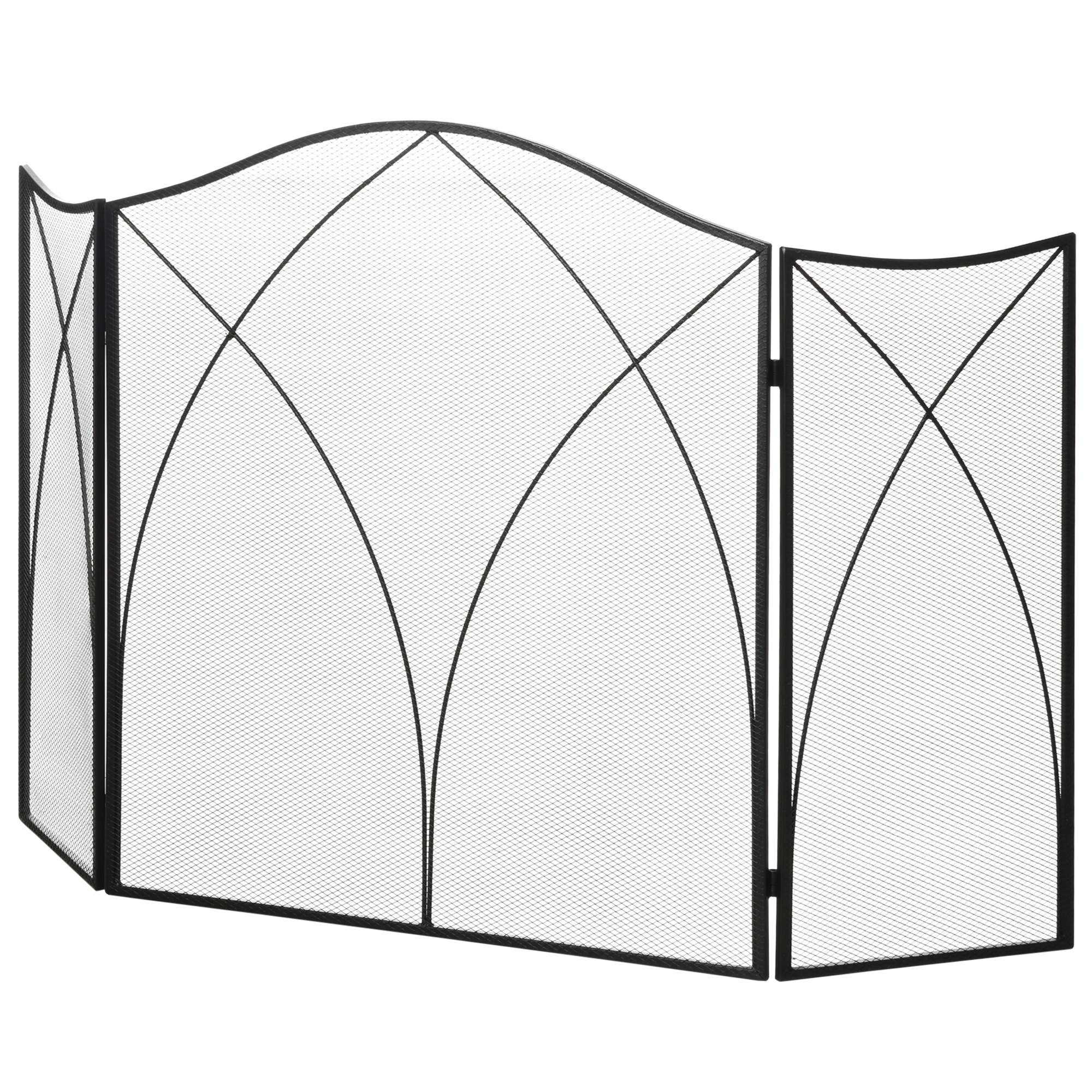 Funkenschutz für Kamine, dreifach faltbar, Metallstruktur, Beschichtung, 108x2x76 cm, Schwarz Funkenschutz für Kamine, dreifach faltbar, Metallstruktur, Beschichtung, 108x2x76 cm, Schwarz