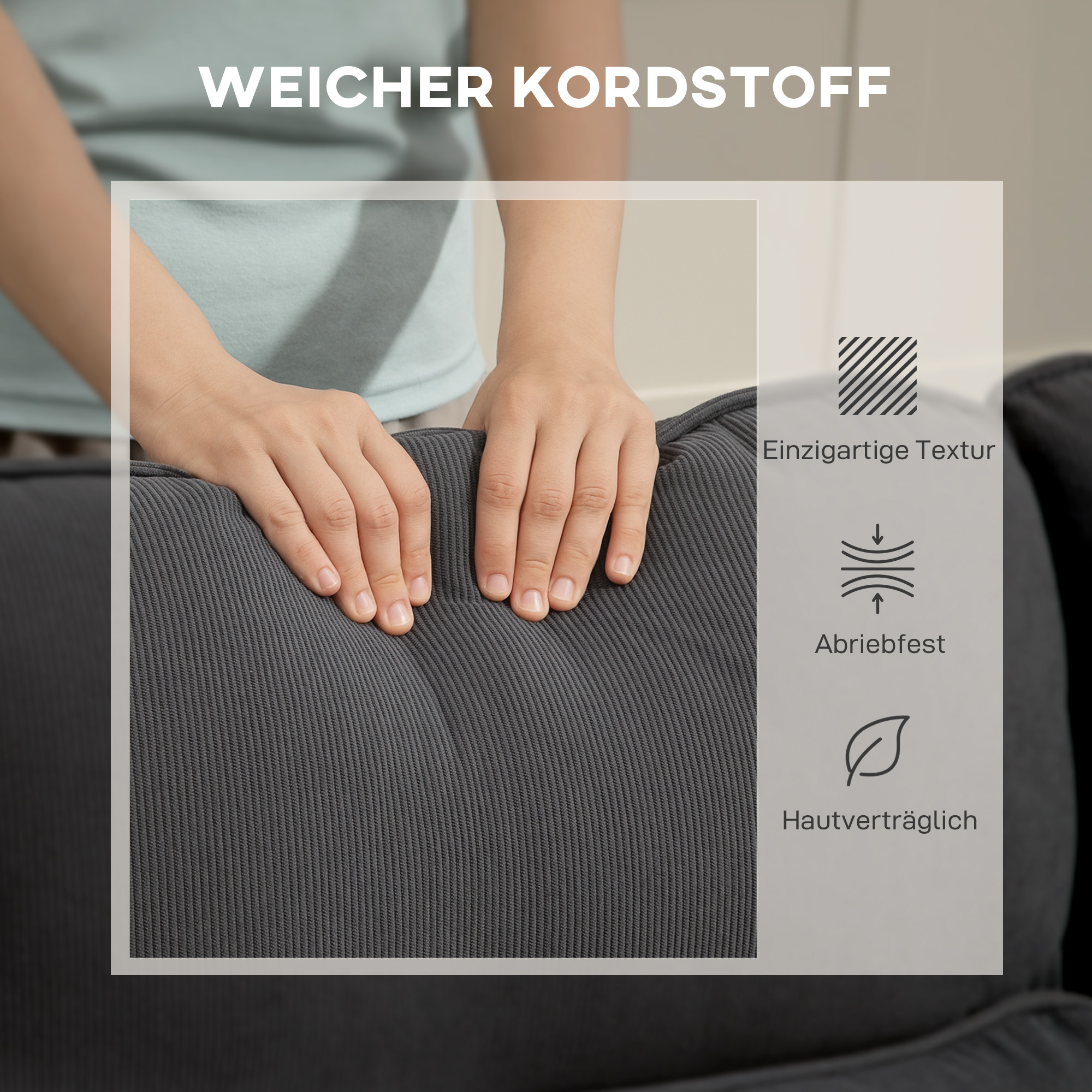 Verstellbares Bettsofa, L-förmiges Gästesofa mit Bettfunktion, Stauraum, Kissen, für Wohnzimmer, Gästezimmer, Dunkelgrau