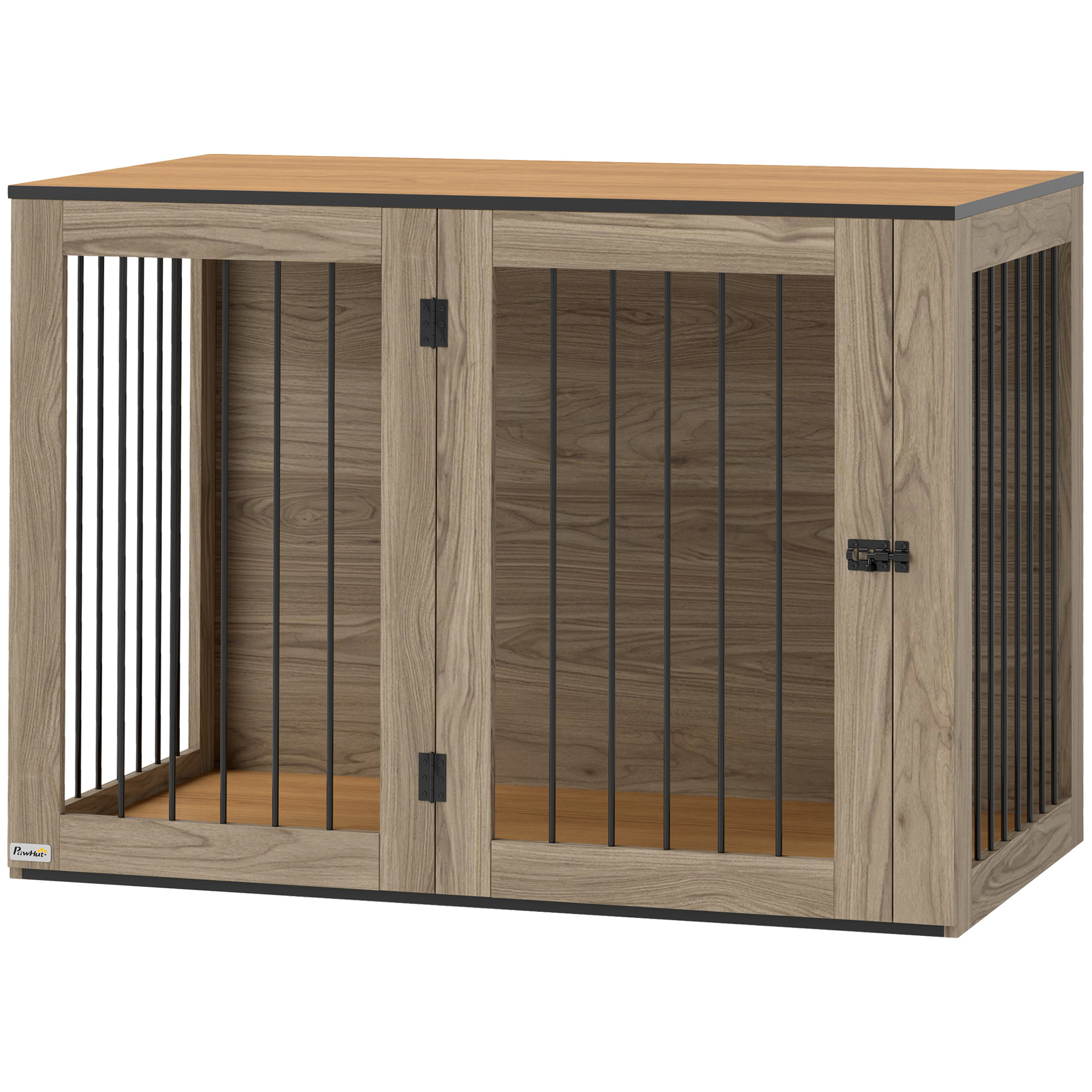 Hundebox, Haustierbox für große Hunde, Hundehütte, Indoor, 106 x 60 x 76 cm, Eiche