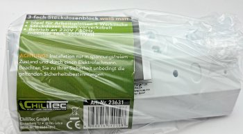 3-fach Steckdosenblock, weiß matt, 250V~/ 16A, Aufbaumontage