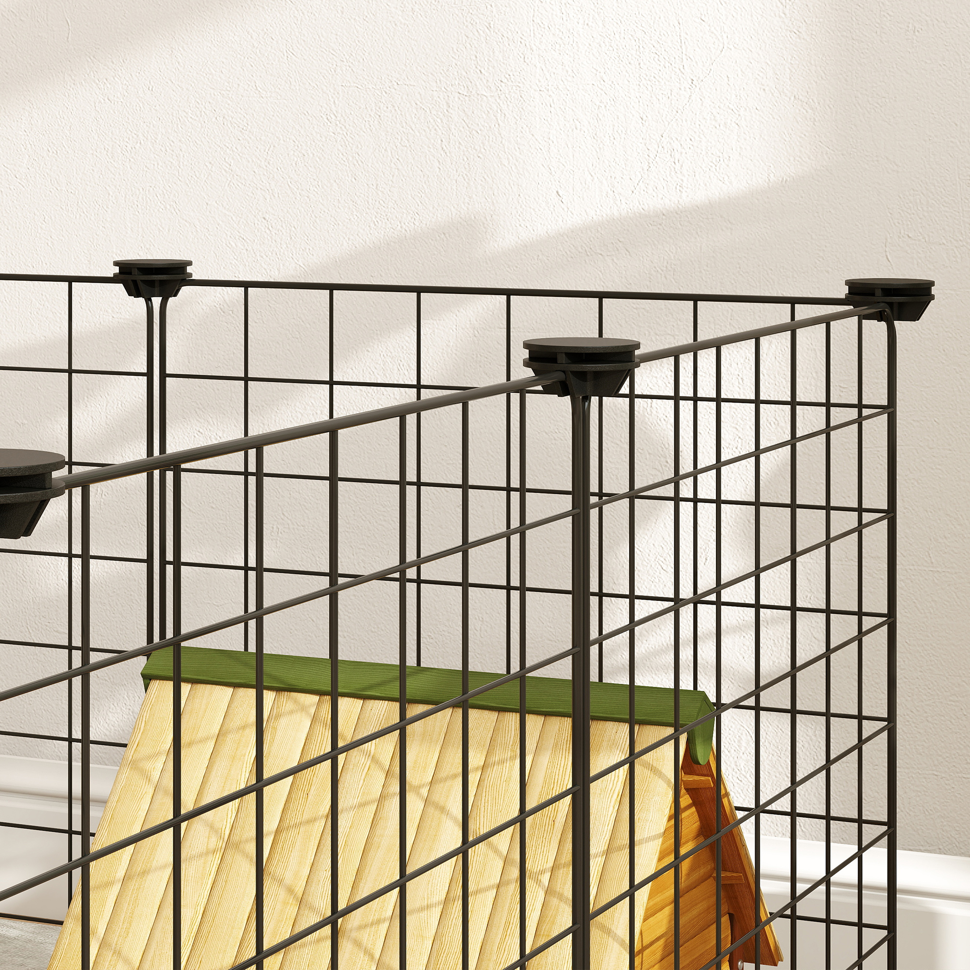 Gittergehege Freigehege Laufgehege für Kleintiere Laufstall Kleintierkäfig Metallgitter flexibel umformbar Schwarz 106 x 73 x 36 cm