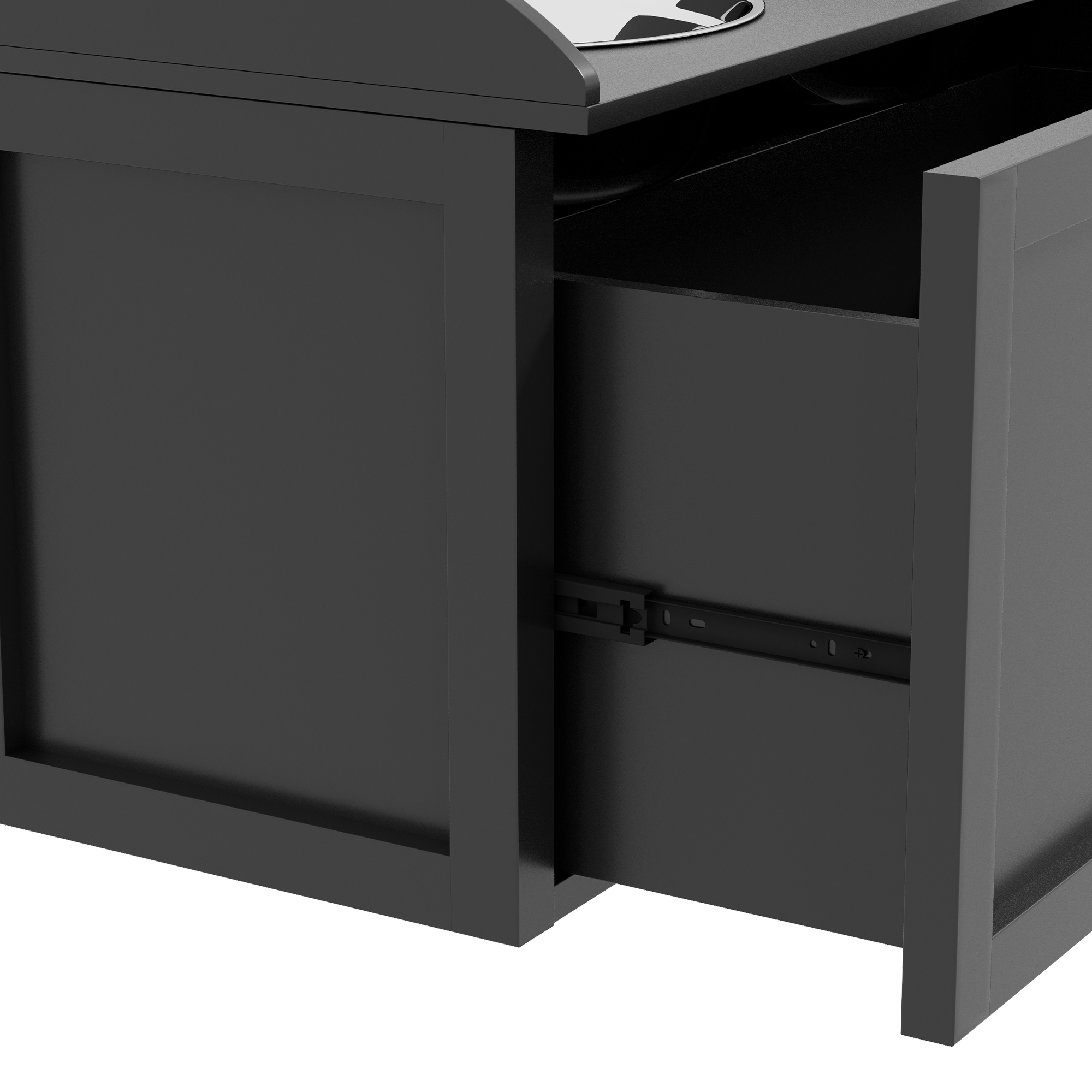 Futterstation, 2 Fressnäpfe je 2 Liter, Edelstahl, mit Schublade, für große Hunde, schwarz+silber, 60 x 30 x 36 cm