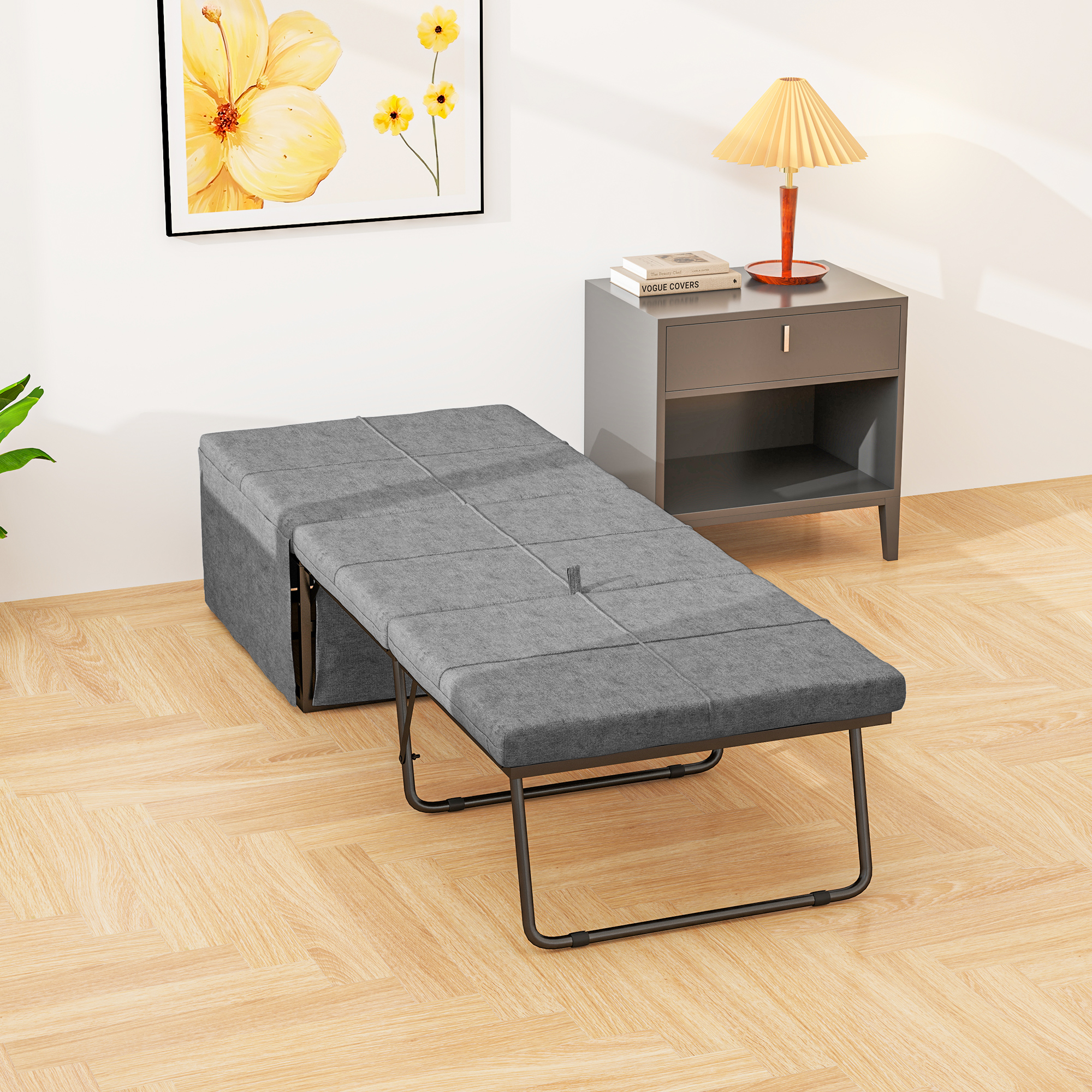 Klappbett, mit Matratze und Schutzabdeckung, 190 x 69 x 38,5 cm, Grau