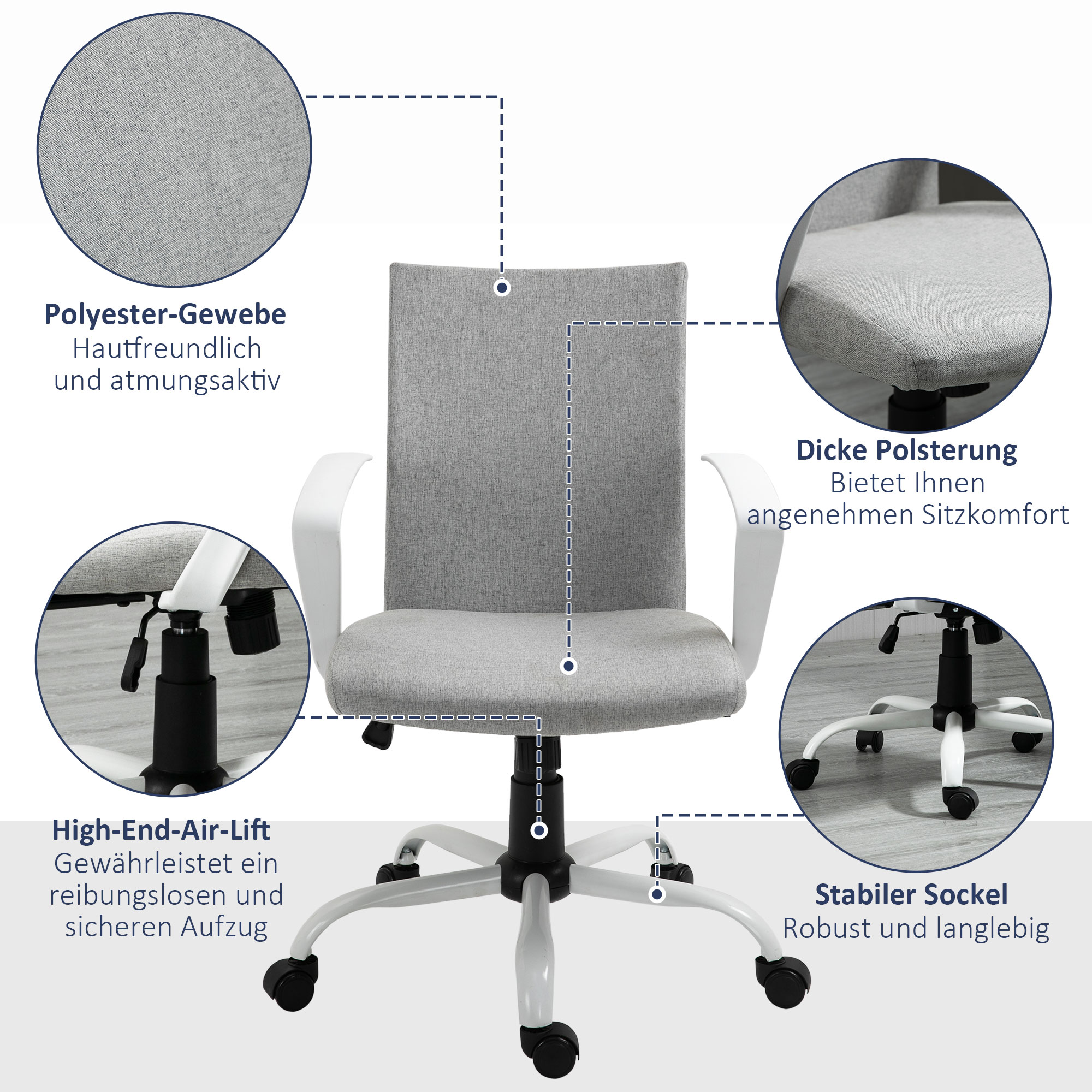Bürostuhl Drehstuhl höhenverstellbarer Home-Office-Stuhl Schaumstoff Nylon