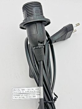 Netzkabel mit Schalter und E14 Fassung, 1,4m + 2m lang, schwarz