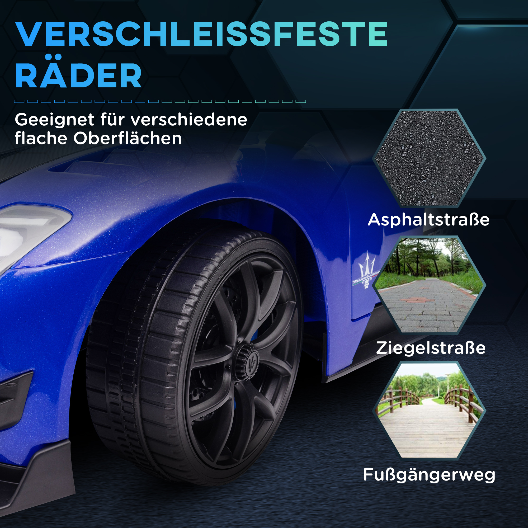 Elektro-Kinderauto 12V, lizenziert, Fernbedienung, stoßdämpfende Räder, Blau, 115x60x45 cm