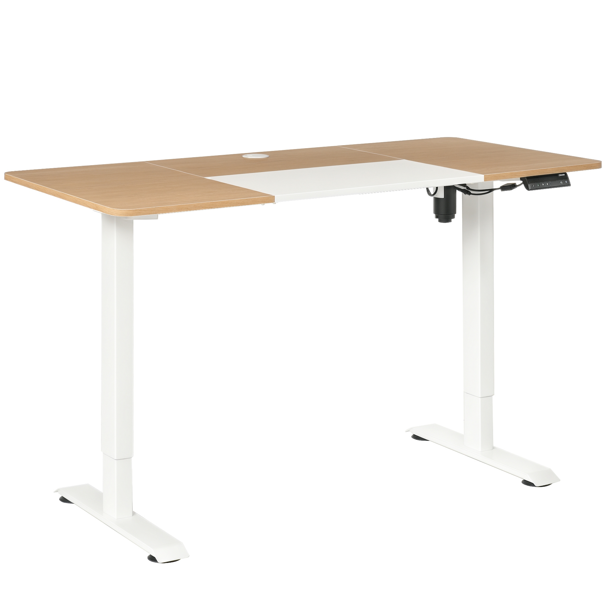 Höhenverstellbarer Schreibtisch Elektrisch 140 x 70 cm Computertisch mit 4 Memory-Steuerung, 4 tlg, Tischplatte, Steh-Sitz Tisch mit Anti-Kollision, Überhitzungsschutz Weiß