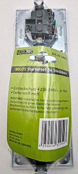 MILOS Set 3 Steckdosen + 3-fach Rahmen, 250V~/ 16A, Steckanschluss, Matt-weiß