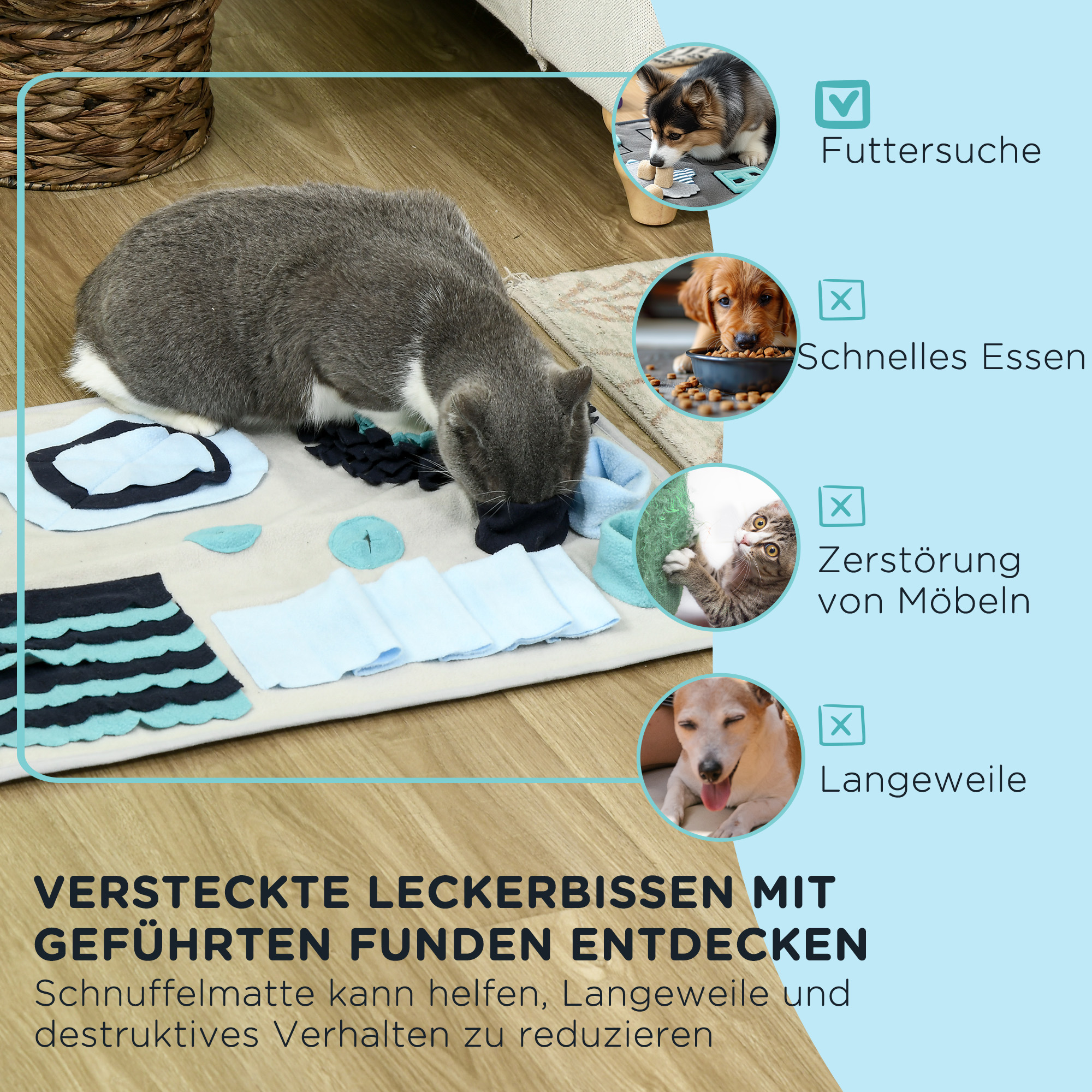 Hundedecke, komfortabel, dekorative Elemente, 74x50x5cm, Mehrfarbig