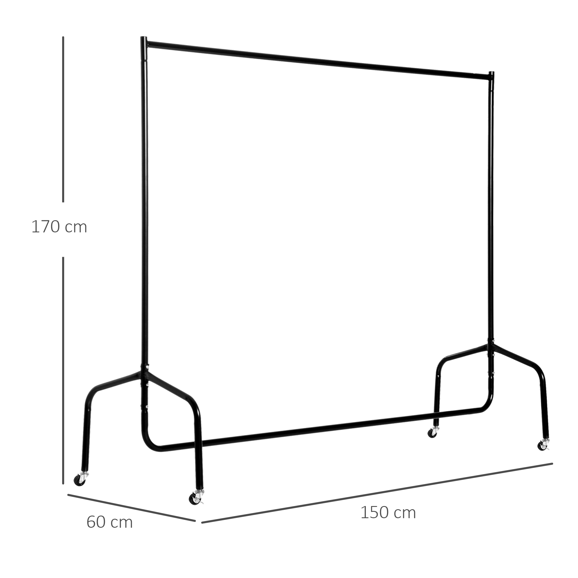 Kleiderständer Kleiderwagen Wäscheständer Rollgarderobe Garderobenständer (150 x 60 x 170 cm)