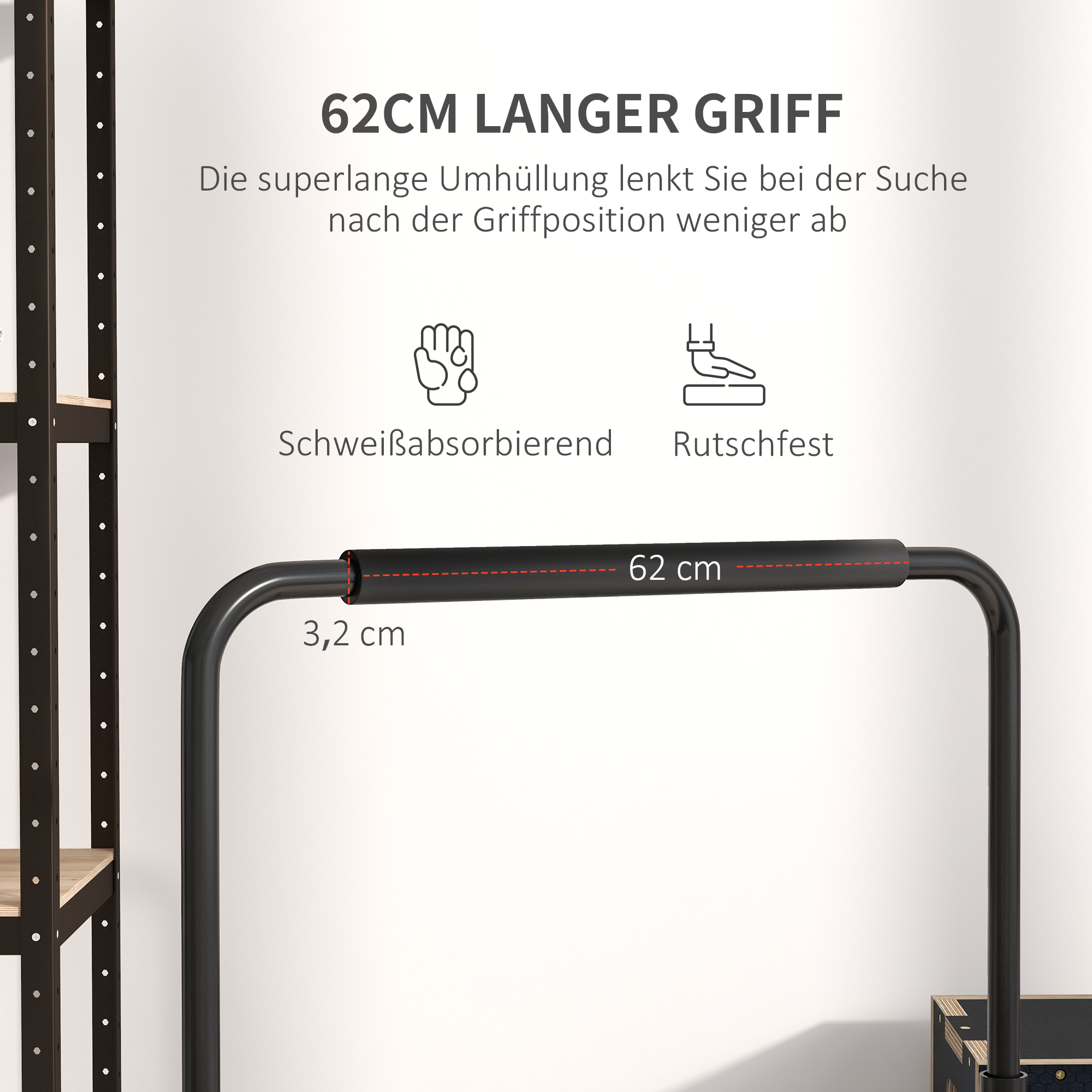 Dip-Station, höhenverstellbar 80-105 cm, leicht, rutschfest, bis 120 kg, Stahl, Schwarz
