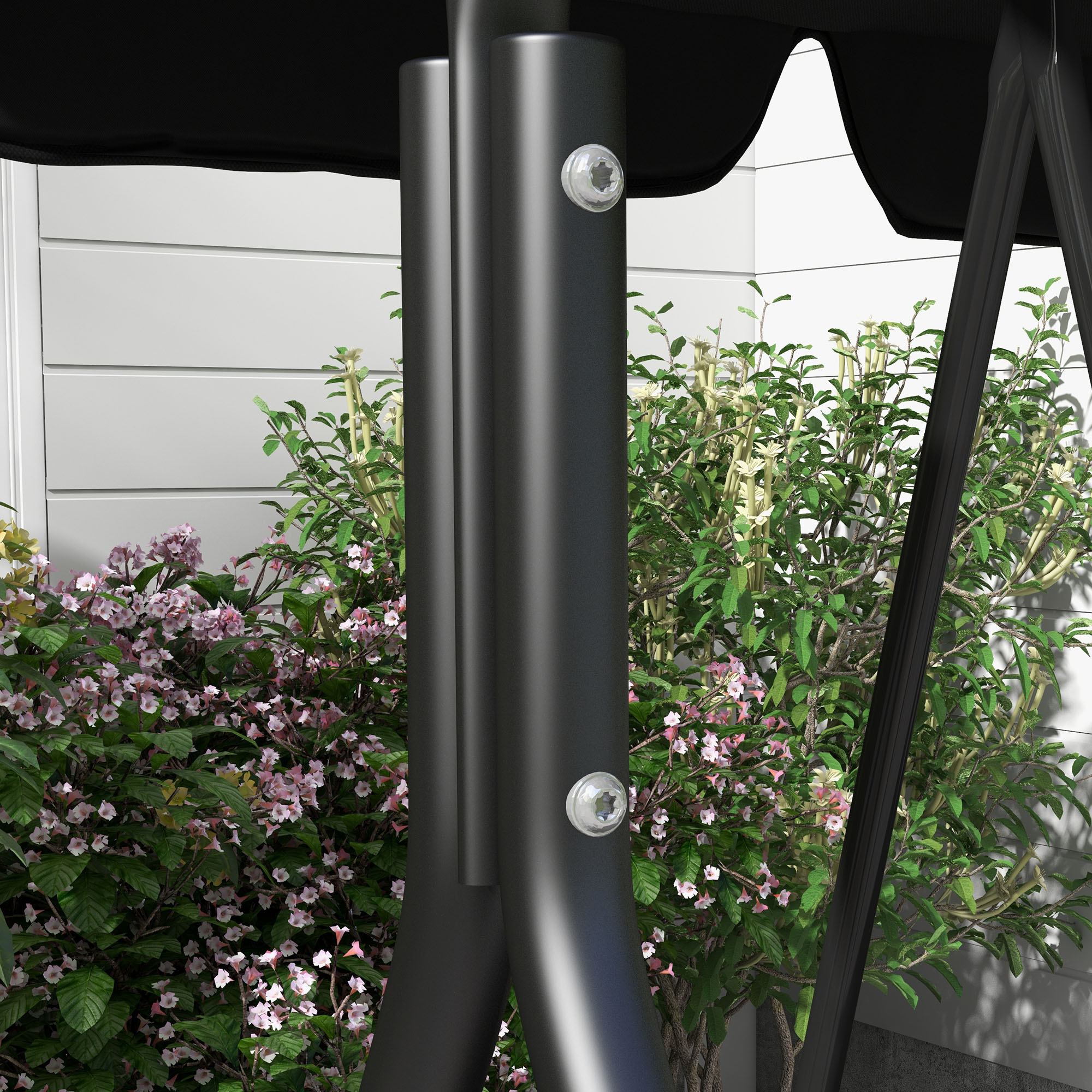 3-Sitzer Hollywoodschaukel Gartenliege Schaukelbank, wetterbeständig, 172 cm x 110 cm x 153 cm, Schwarz