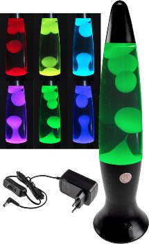 Lavalampe "CTL Funky LED" 40cm RGB / Wasser & Wachs: Klar, Body: schwarz