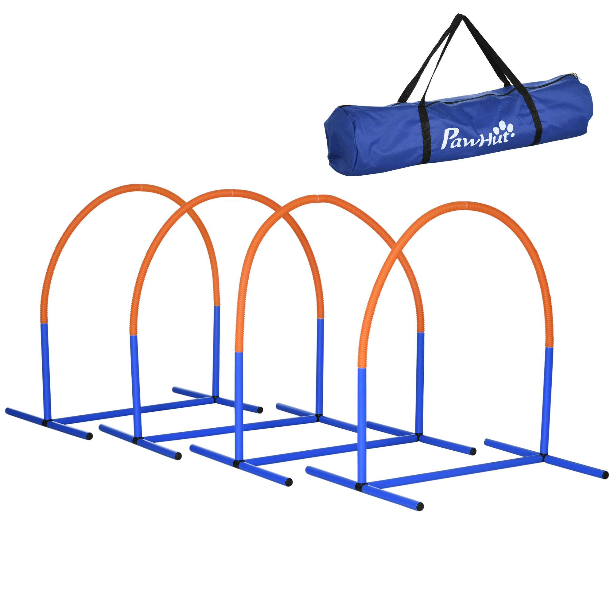 Agility-Set für Hunde, Hundetraining, 4 Bögen, für Einsteiger, mit Tragetasche, blau+orange, 88 x 64 x 95cm Agility-Set für Hunde, Hundetraining, 4 Bögen, für Einsteiger, mit Tragetasche, blau+orange, 88 x 64 x 95cm