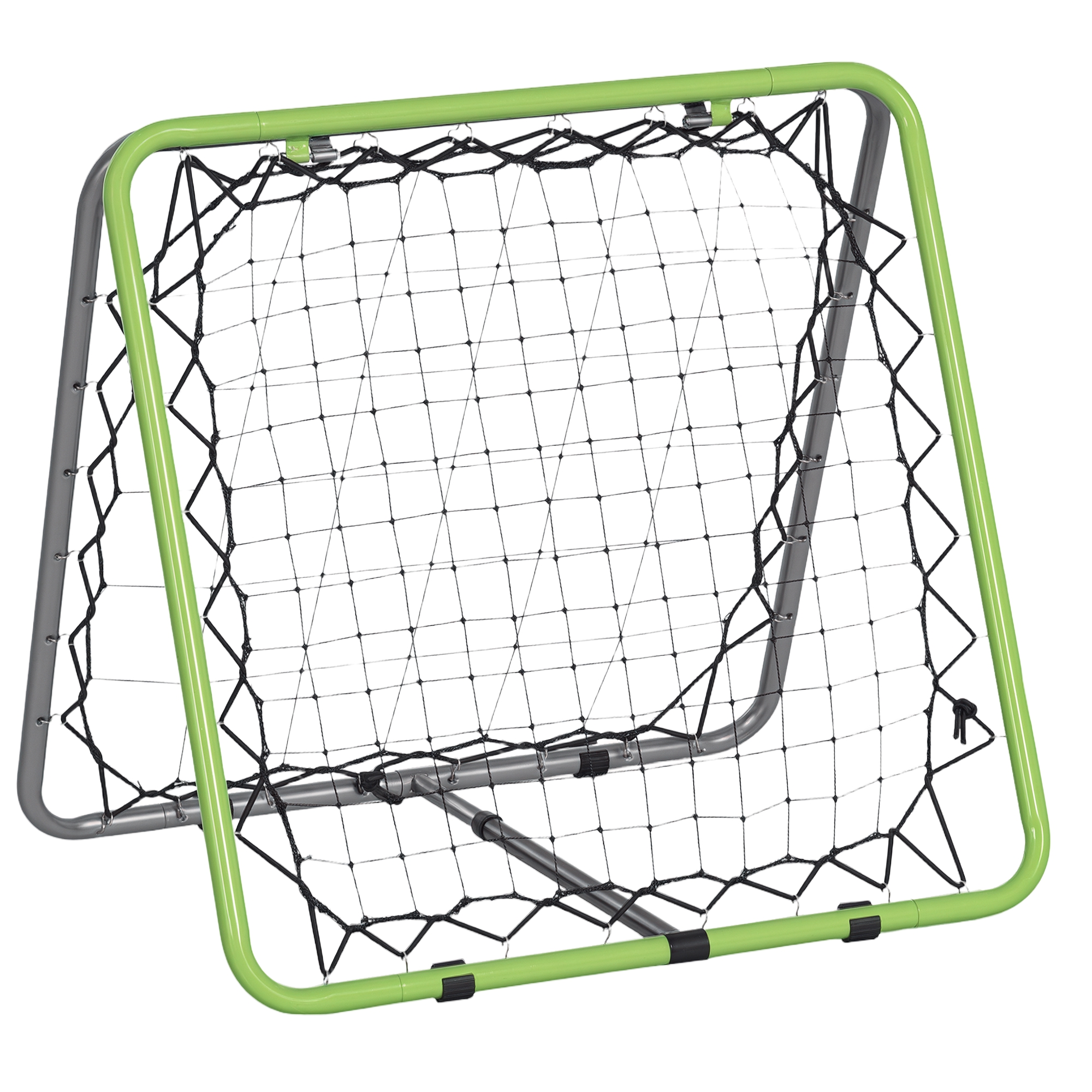 Fußball Rebounder Kickback Tor Rückprallwand Netz für Baseball Basketball beidseitiger Rückprall Verstellbar in 5 Stufen Metall Grün+Schwarz 75 x 75 x 64 cm