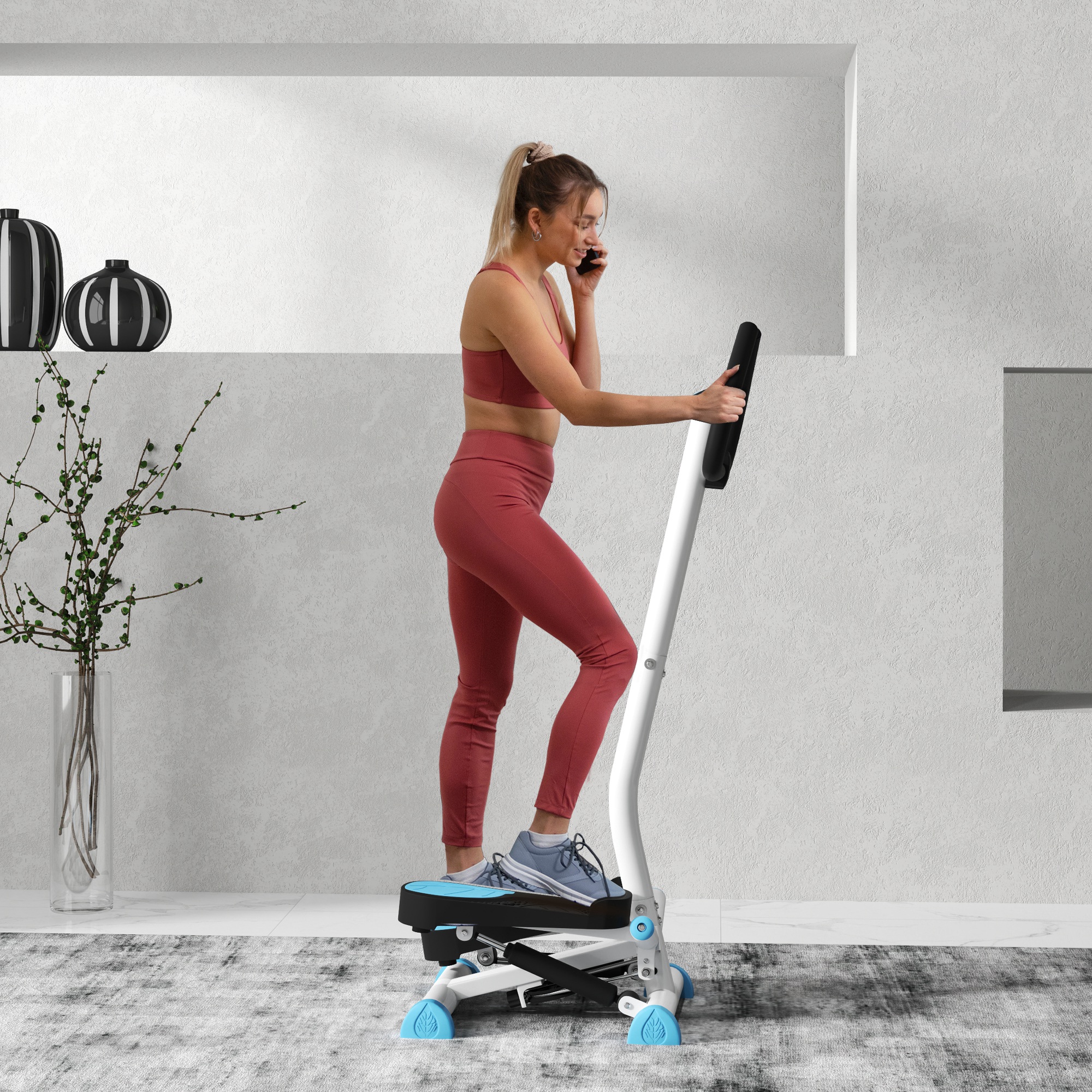 Stepper Fitnessgerät, LCD-Monitor, rutschfeste Pedale, Stahl und ABS, 55x44x108 cm, bis 100 kg