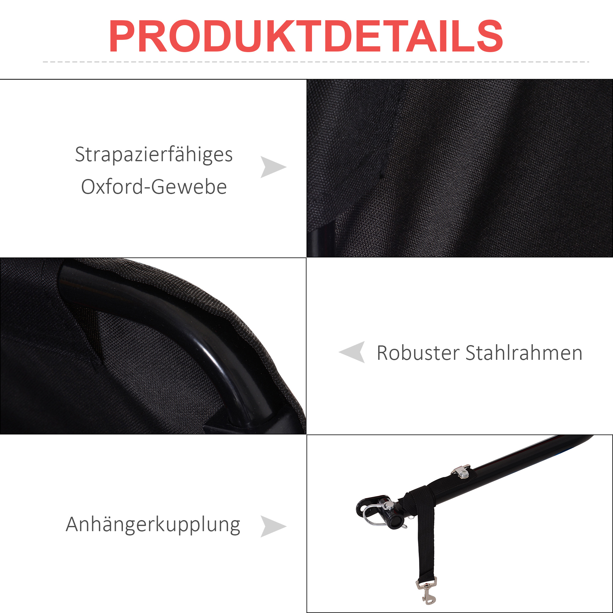 Transportanhänger Lastenanhänger Fahrrad Anhänge Lasten-Fahrradanhänger CargoTrailer (Rot-Schwarz)