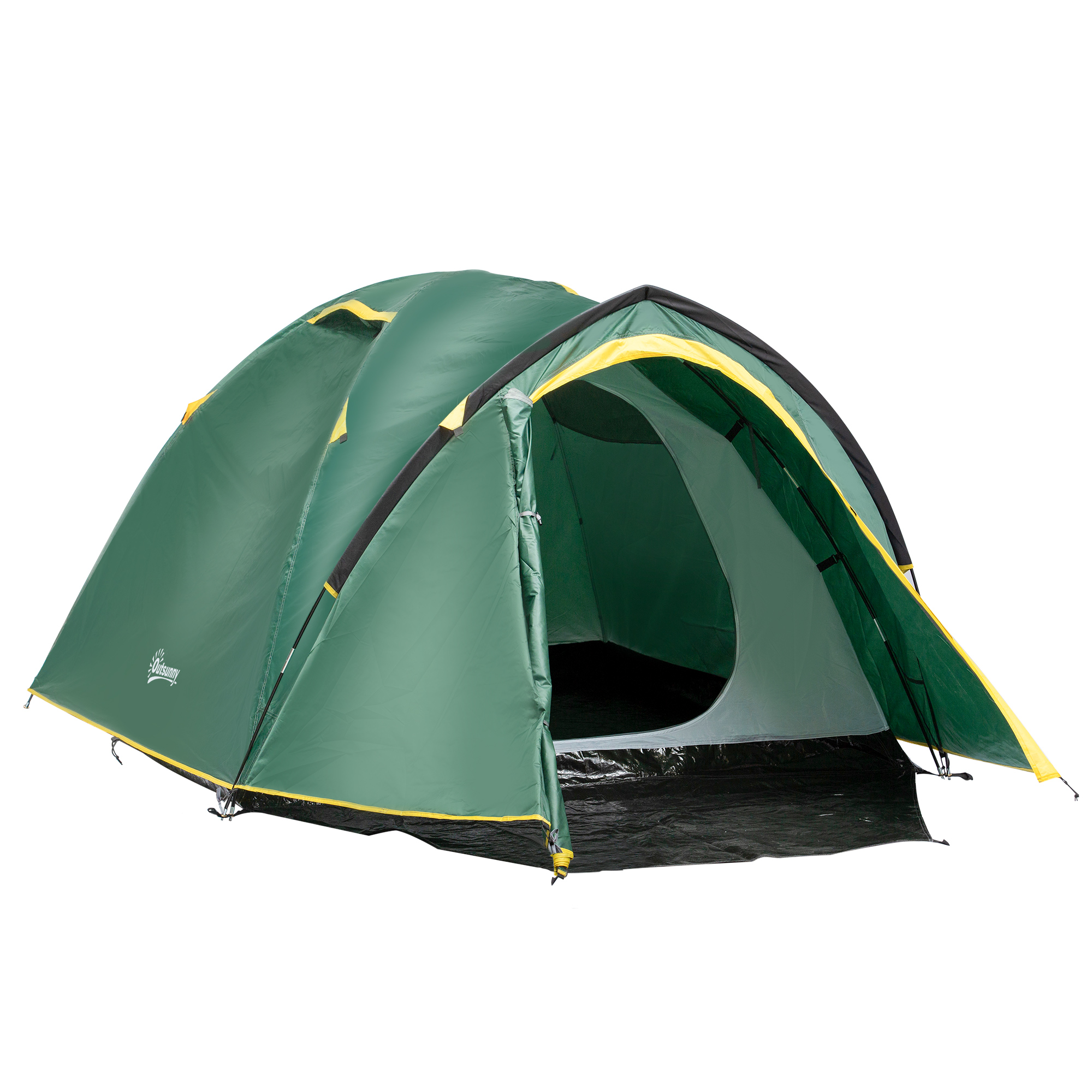 Zelt für 2 Personen 190T Campingzelt mit Heringen Kuppelzelt Glasfaser Polyester Grün+Gelb 325 x 183 x 130 cm Zelt für 2 Personen 190T Campingzelt mit Heringen Kuppelzelt Glasfaser Polyester Grün+Gelb 325 x 183 x 130 cm