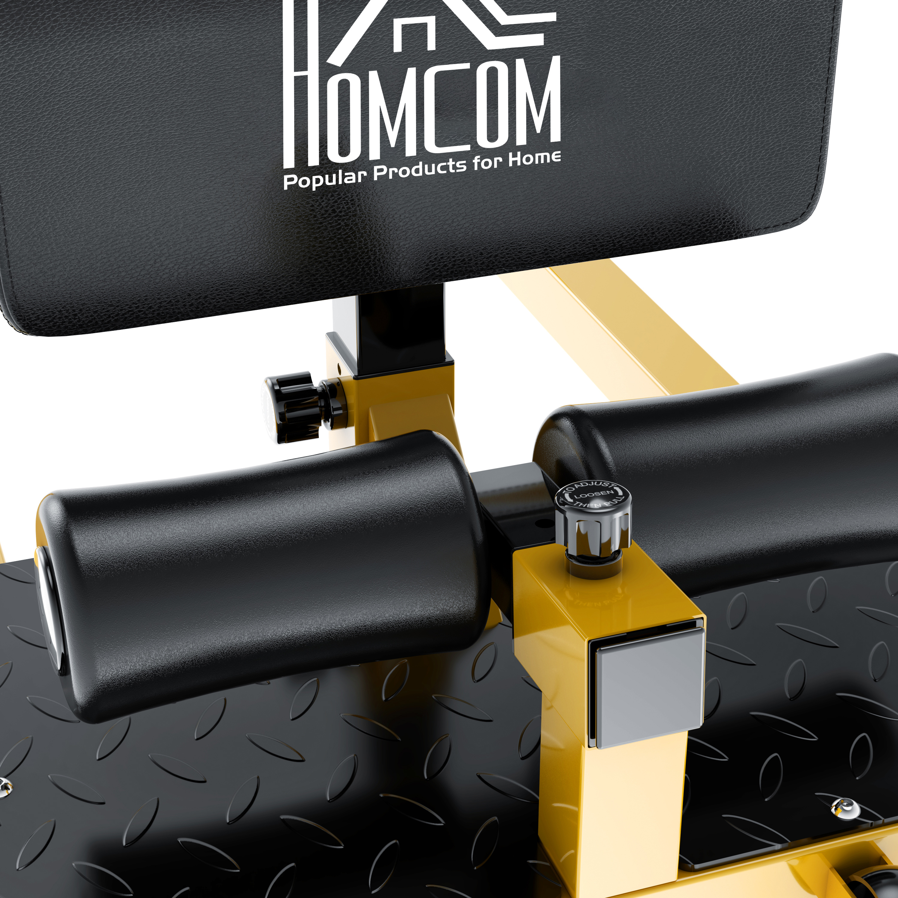 Sissy Squat Kniebeugentrainer Beintrainer Bauch-Gesäß-Trainer 3 in 1 Trainer verstellbar bis 120 kg Stahl Gelb+Schwarz 50 x 97 x (44,5-56,5) cm