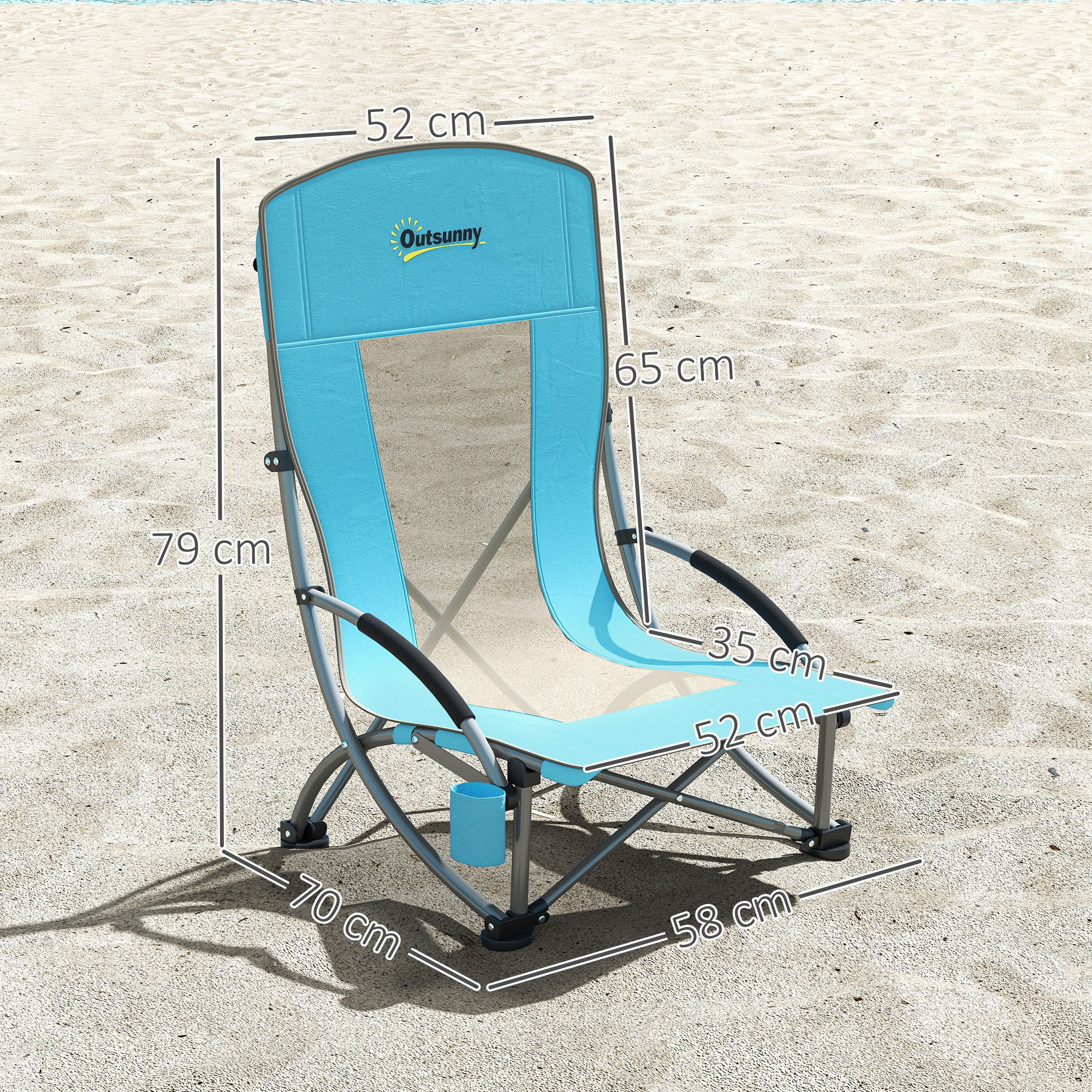 2er Set Campingstühle klappbar Campingstuhl mit Getränkehalter Netzrückenlehne bis 120 kg Blau