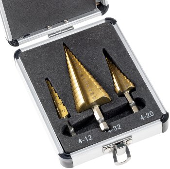 Stufenbohrersatz 3-teilig, 10mm Schaft, 4-12mm / 4-20mm/ 4-32mm