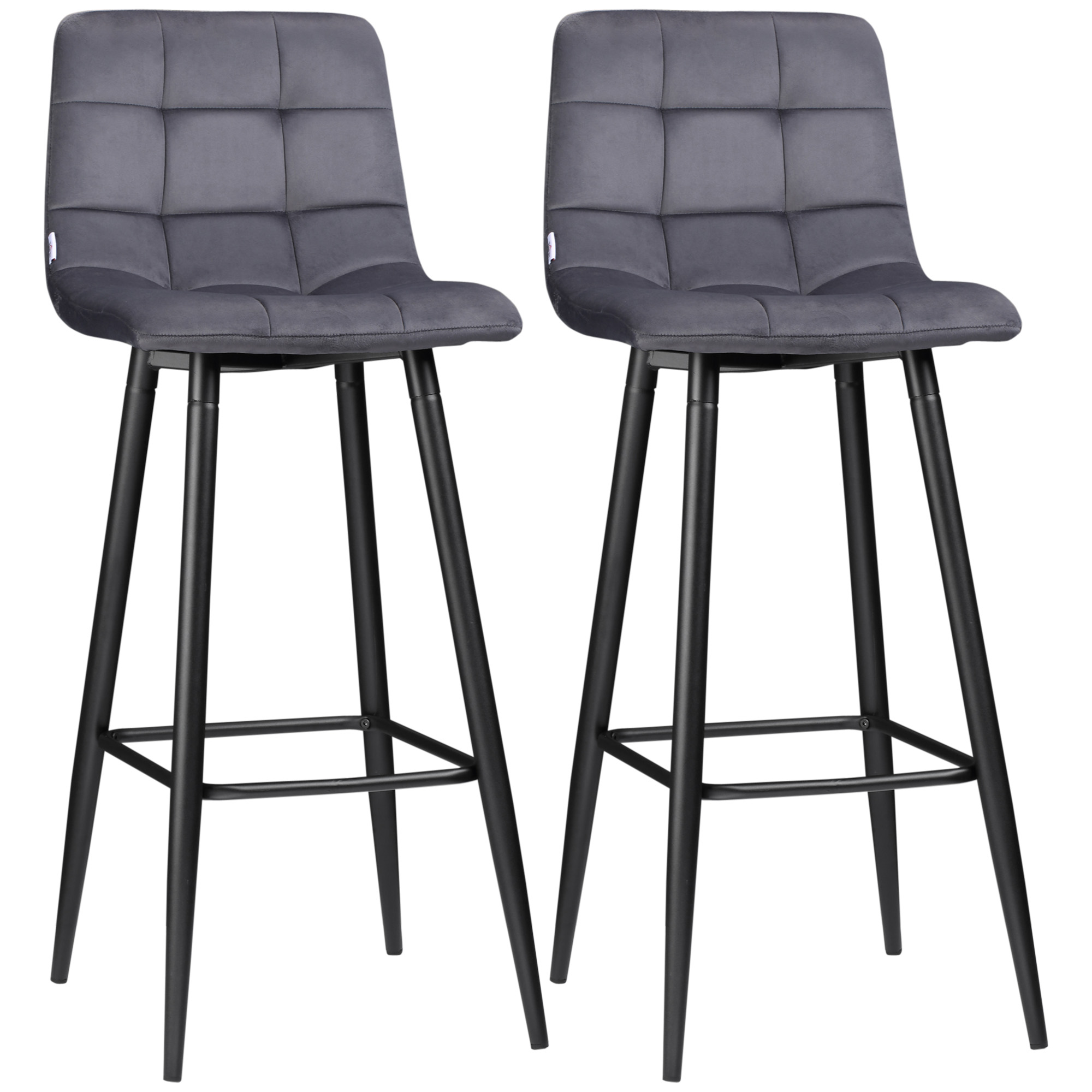 2er-Set Barhocker mit Fußstütze im Retrodesign 42 cm x 47 cm x 105 cm Grau