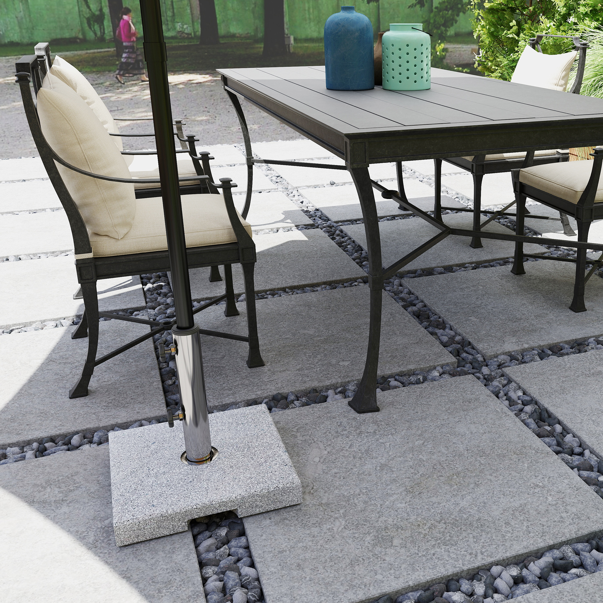 Sonnenschirmständer aus Granit 21kg Schirmständer, Quadratisch Schirmhalter, Schirmgewicht für Sonnenschirm 32/38/48mm