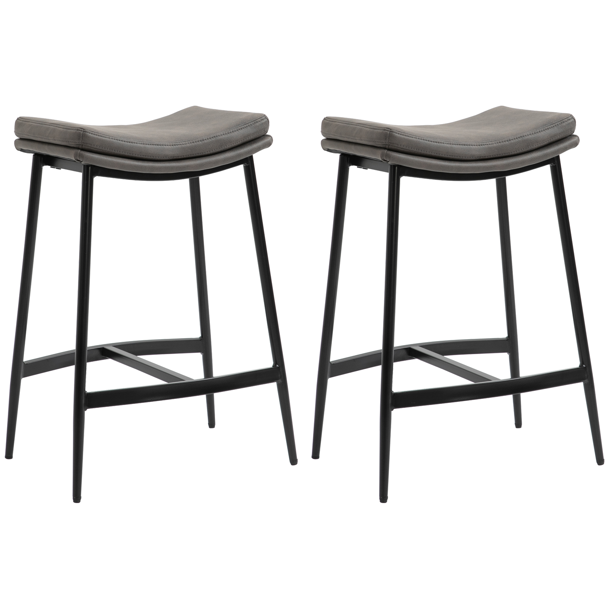 2er-Set Barhocker, Polstersitze, Stahlgestell, 120 kg Belastbarkeit, Grau
