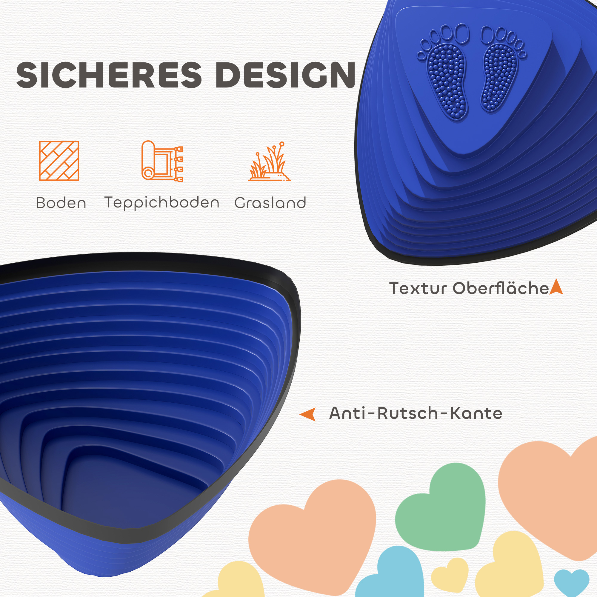 11er-Set Trittsteine, rutschfestes Design, für drinnen & draußen, stapelbar, Bunt
