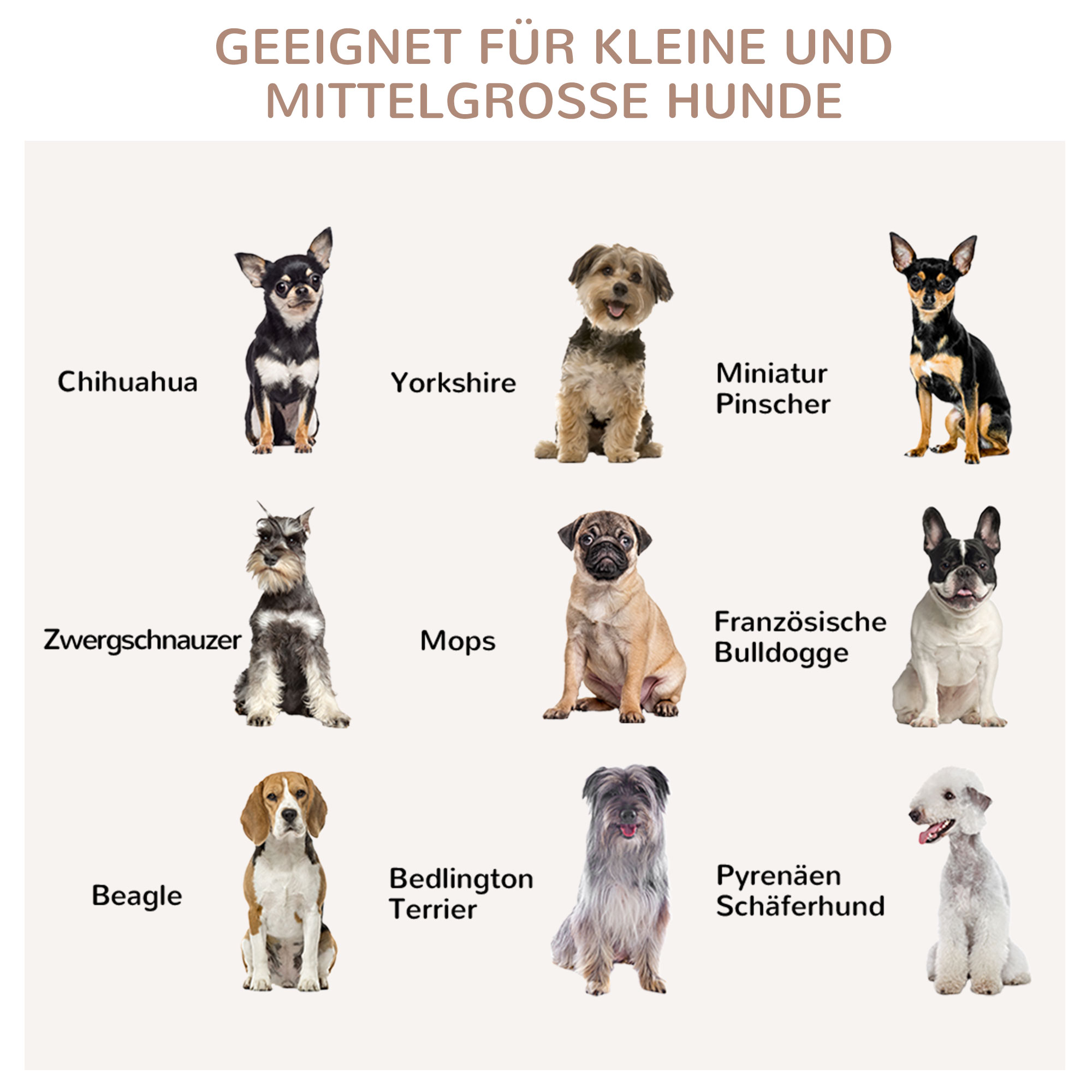 Hundekäfig inkl, Verrieglung und Polster, 82,5 cm x 57 cm x 72 cm, Naturholz + Cremeweiß