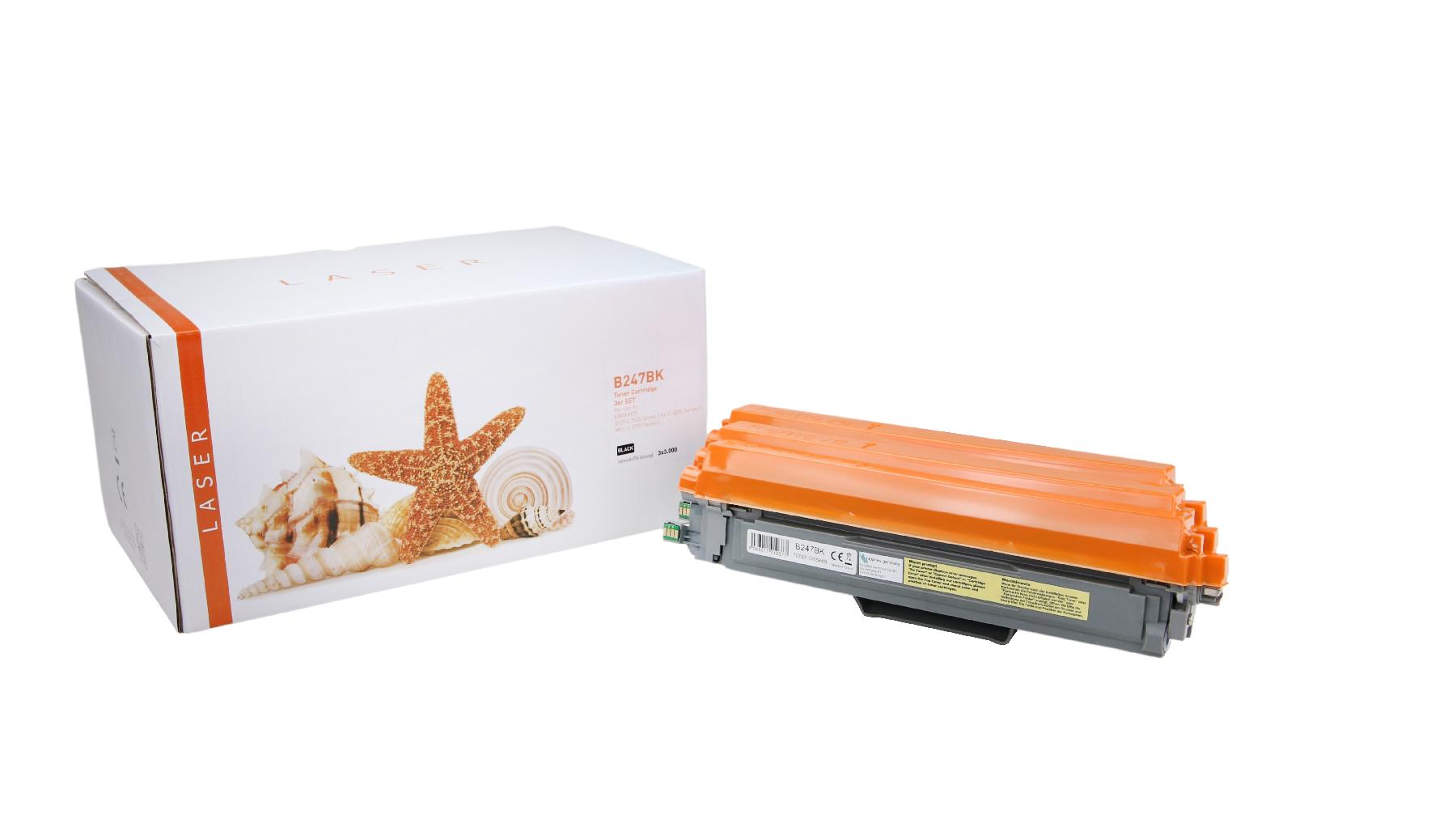 3er Set TN247BK alternativ Toner schwarz für Brother / TN247BK / 3x 3.000 Seiten