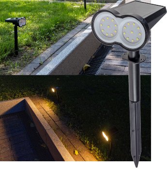 LED Solar Gartenstrahler mit Erdspieß, 80lm, Dämmerungssensor, IP65