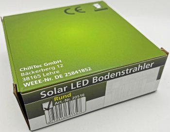 Solar LED Bodenstrahler "CTB-R", rund, ØxH 12x4cm, IP44, Edelstahl-Front