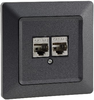 MILOS Netzwerk-Dose 2x CAT6, inkl. Rahmen, UP, Anthrazit MILOS Netzwerk-Dose 2x CAT6, inkl. Rahmen, UP, Anthrazit
