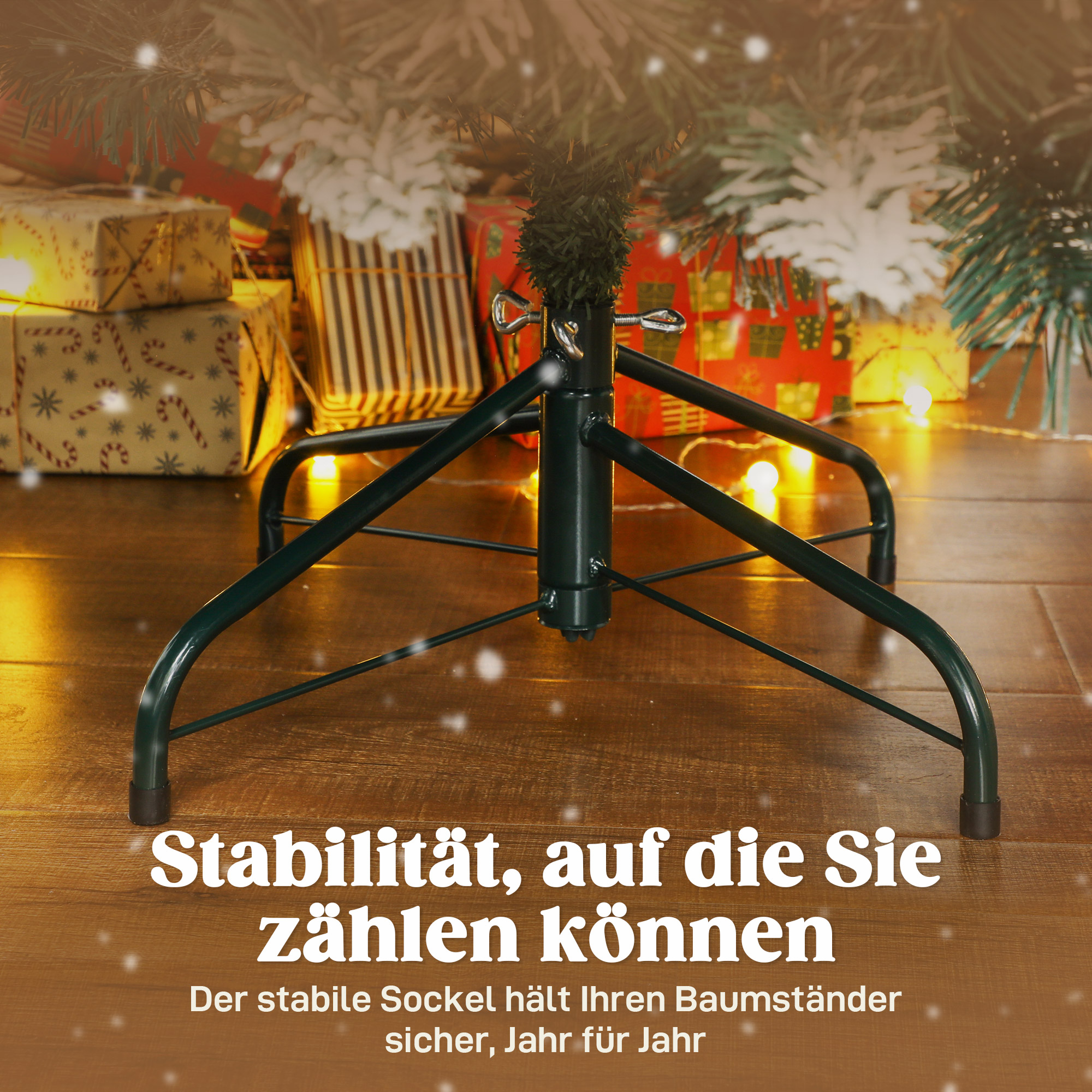 Künstlicher Weihnachtsbaum 180 cm künstlich Tannenbaum mit Schnee, 1000 Spitzen 34 Tannenzapfen Breite Basis