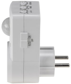 Zwischenstecker mit Bewegungsmelder, 120°, 9m Reichweite , 230V/1200W, weiß
