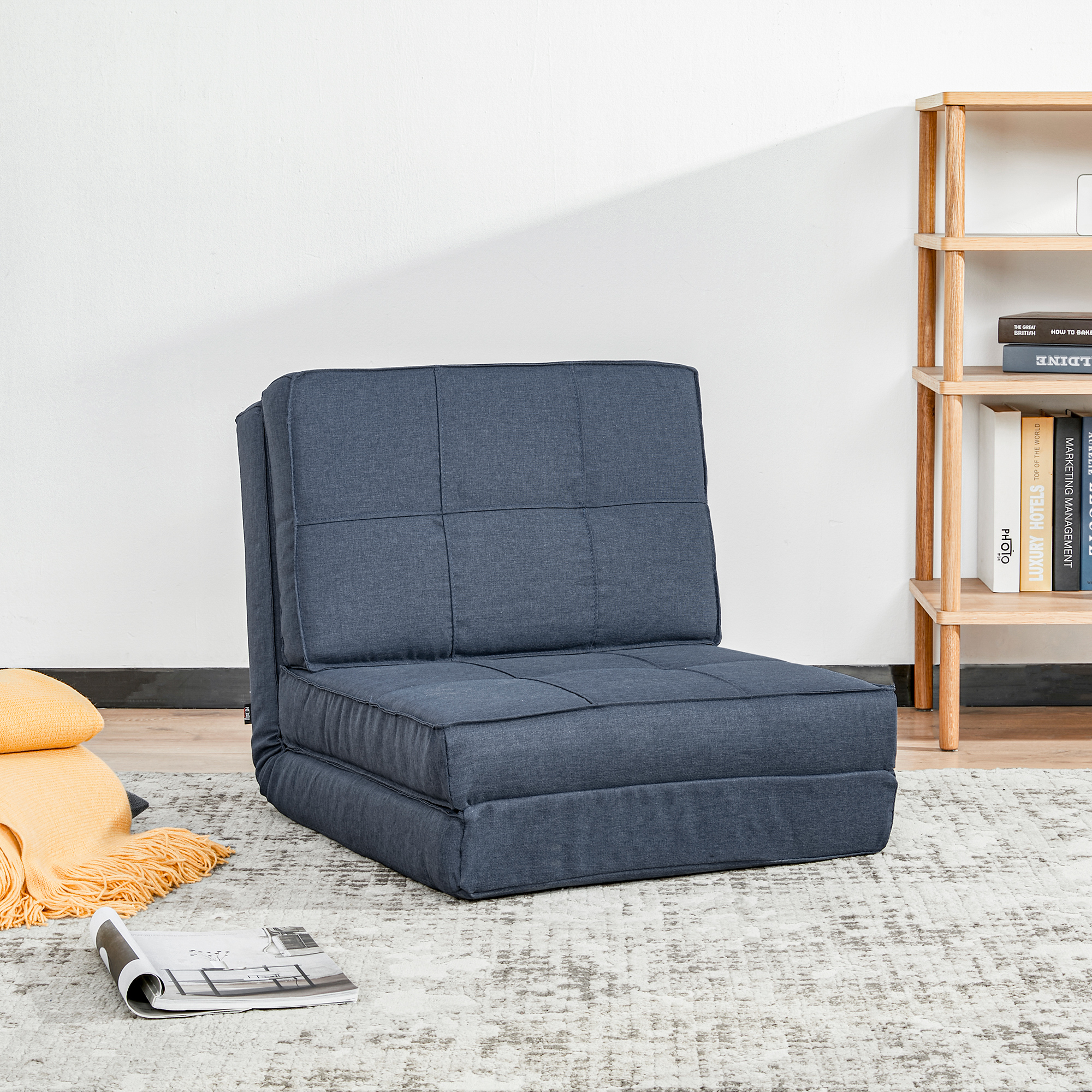Bodensofa klappbar Schlafsessel Bodenstuhl 5-stuhfig verstellbar Klappsessel Schlafsofa Sofabett Einzelsofa Blau 61 x 73 x 58 cm
