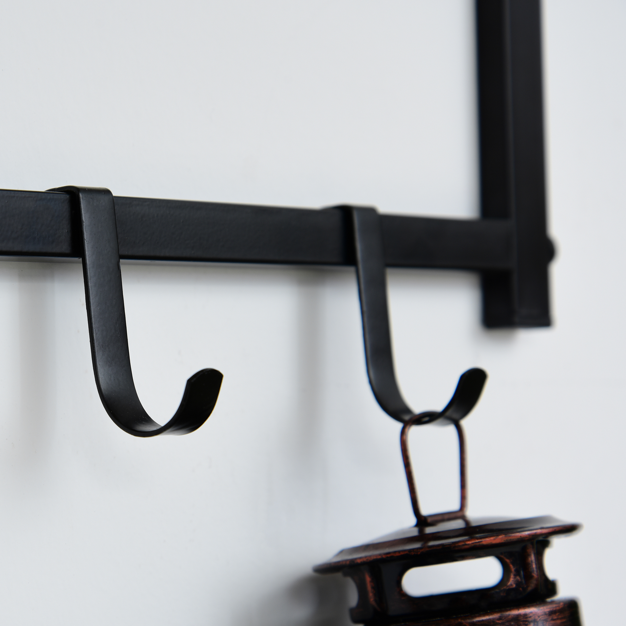 2-in-1 Garderobenset Flurgaderobe mit Sitzbank Wandgarderobe für Eingangsbereich, 6 Haken, Natur+Schwarz, 75 x 30 x 45 cm(Sitzbank)