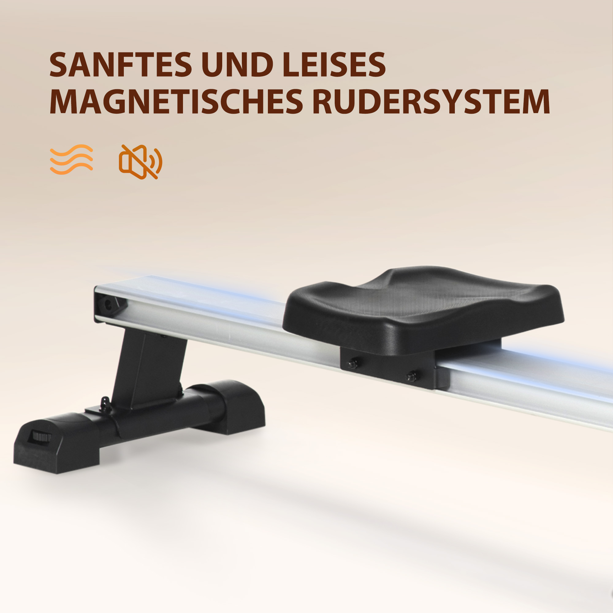 Rudergerät, klappbar, leiser Aluminiumrahmen, LCD-Monitor, 8 Stufen Widerstand, Schwarz/Silber