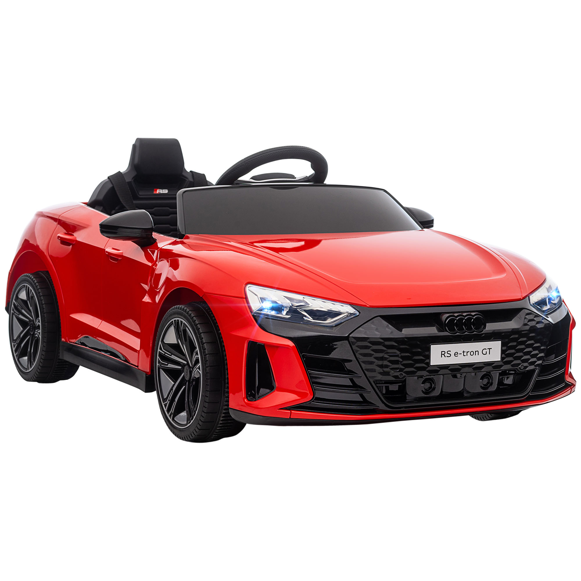 Kinderfahrzeug Audi lizenziert, mit Sicherheitsgurt, Fernbedienung, Licht, rot+schwarz, 103 x 58 x 41cm