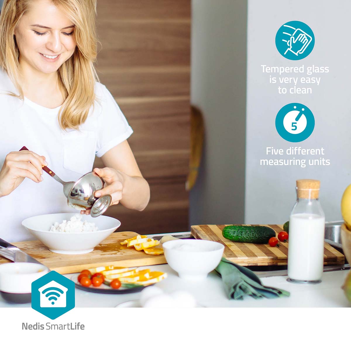 SmartLife Küchenwaage | Bluetooth | Glas / Kunststoff | Weiss