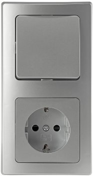 DELPHI Set Steckdose + Schalter + Rahmen, 250V~/ 16A, Steckanschluss, silber DELPHI Set Steckdose + Schalter + Rahmen, 250V~/ 16A, Steckanschluss, silber